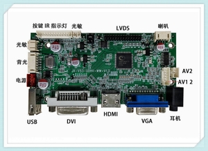 LVDS液晶面板
输入接口：DYI HDMI USB VGA CVBS(内置）
内置接口丰富,多国OSD菜单语言
分辨率1920*1080 双6/8/10bit LVDS信号输出
供屏电压可选3.3V/5V/12V
Class-D功放：最大输出功率2X3W（4 欧）