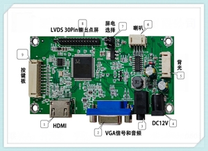 LVDS液晶面板高清AD板
输入信号： VGAx1、HDMI(1.3 )
支持屏分辨率1080P， LVDS信号输出
供屏电压可选3.3V/5V/12V
VGA声音输入, 多国OSD菜单语言
模拟音频功放：**输出功率2X3W（4 欧）