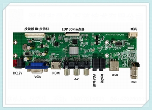 EDP信号液晶面板  
供屏电压：3.3V
CVBS  BNC接口支持镜像显示
支持耳机输出, 多国OSD菜单语言
输入信号：HDMI USB VGA CVBS BNC
支持液晶屏:1920*1080px EDP 30pin 接口