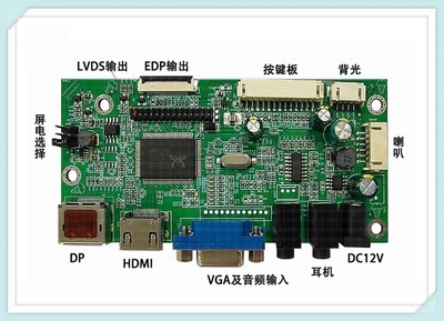 JX-2556DP驱动板 兼容LVDS+EDP液晶面板 EDP30pin屏接口+LVDS屏接口  DP+HDMI+VGA输入